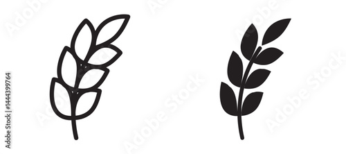 Wheat grain icon In Flat and stroke Style Vector For App, UI, Websites. Black Vector Illustration.