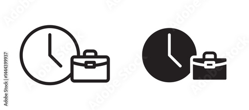 Office time icon In Flat and stroke Style Vector For App, UI, Websites. Black Vector Illustration.