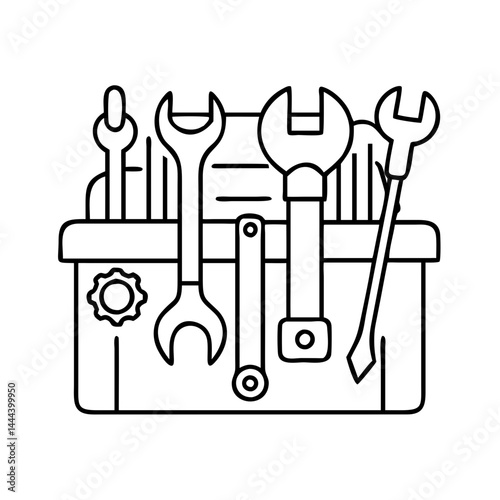 workshop tool kit icon, workshop tool kit line art - simple line art of workshop tool kit, perfect for workshop tool kit logos and icons