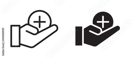 Health insurance icon In Flat and stroke Style Vector For App, UI, Websites. Black Vector Illustration.