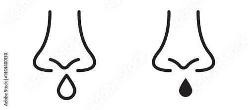 Stuffy nose icon In Flat and stroke Style Vector For App, UI, Websites. Black Vector Illustration.