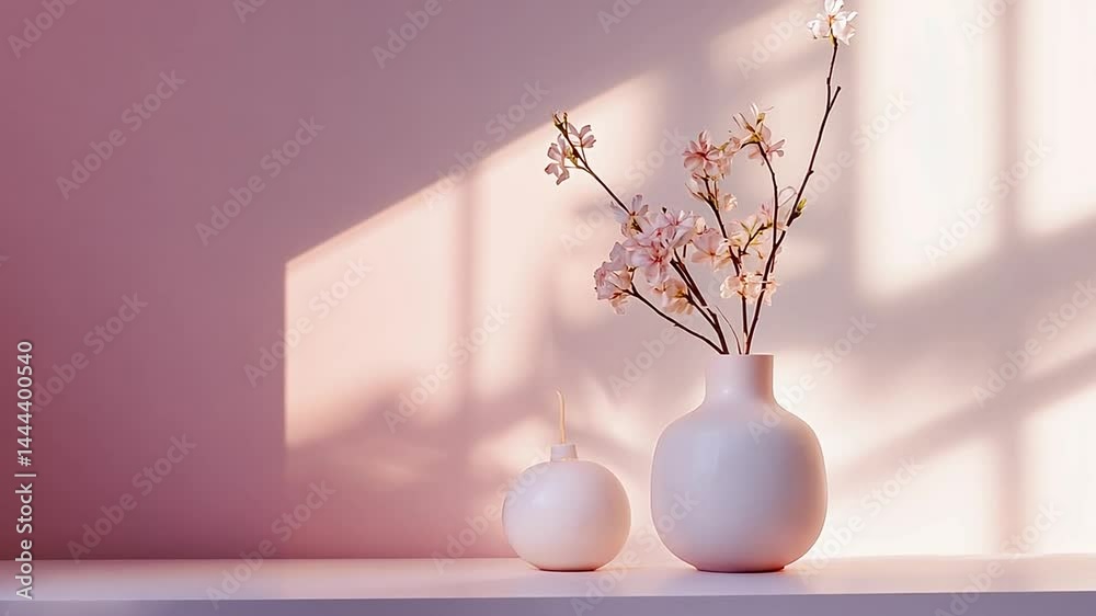 Aesthetic Soft Pink Still Life: Floral Arrangement in a Vase with Delicate Sunlight Aesthetic Soft Pink Still Life: Floral Arrangement in a Vase with Delicate Sunlight