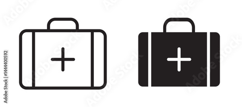 Medical aid kit icon In Flat and stroke Style Vector For App, UI, Websites. Black Vector Illustration.