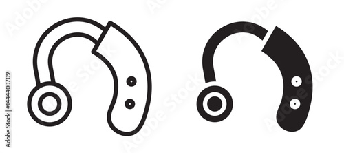 Hearing aid icon In Flat and stroke Style Vector For App, UI, Websites. Black Vector Illustration.