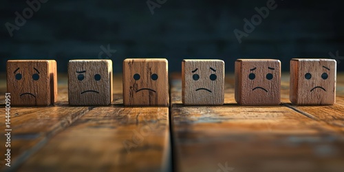 A series of blocks with sad, deteriorating faces representing decreasing viewer numbers.