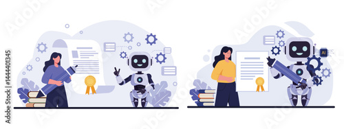 AI Certification Woman Vector Illustration