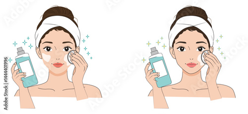 Skincare Routine Woman Vector Illustration