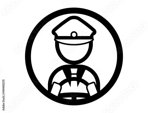 運転手のシンプルな丸いモノクロイラストアイコン