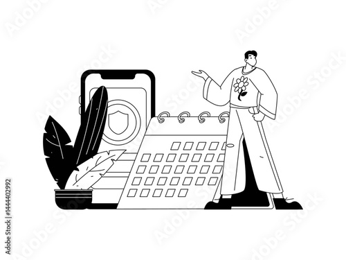 Check-in character flat vector concept operation hand-drawn illustration
