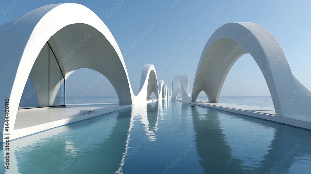 Naklejka premium Modern architecture by the sea