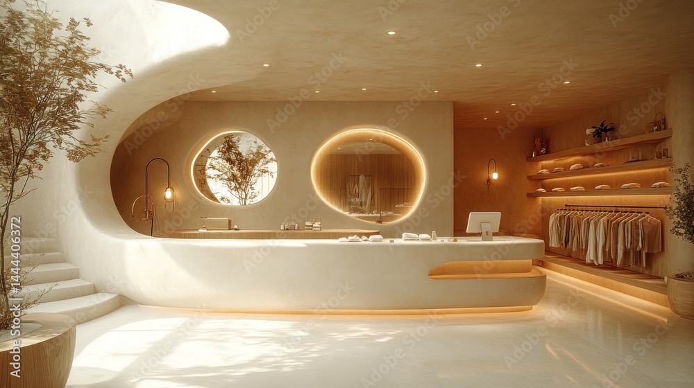 Serene Minimalist Boutique Interior Design: A haven of calm and style