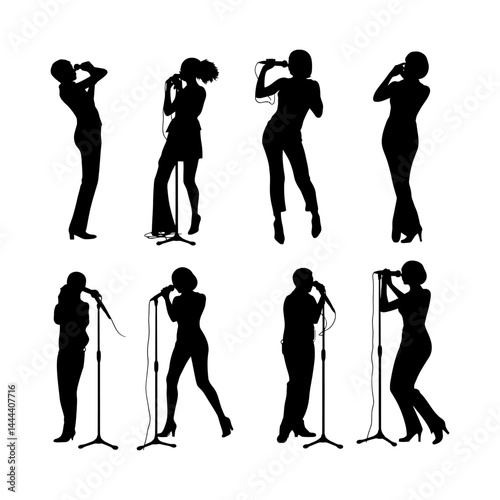 Vocalist Singing Silhouette Vector
