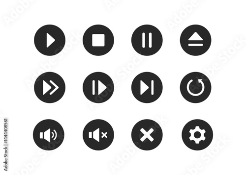 Icon multimedia audio navigation buttons stock illustration