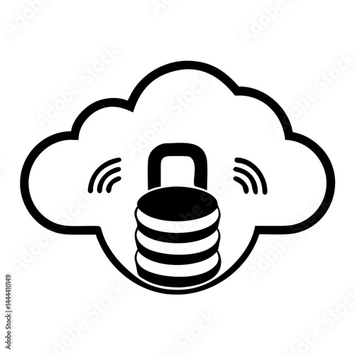 Cloud Storage Padlock Logo Secure Data Protection Symbol in Gradient Blue Minimalist Flat Vector on Transparent Background photo