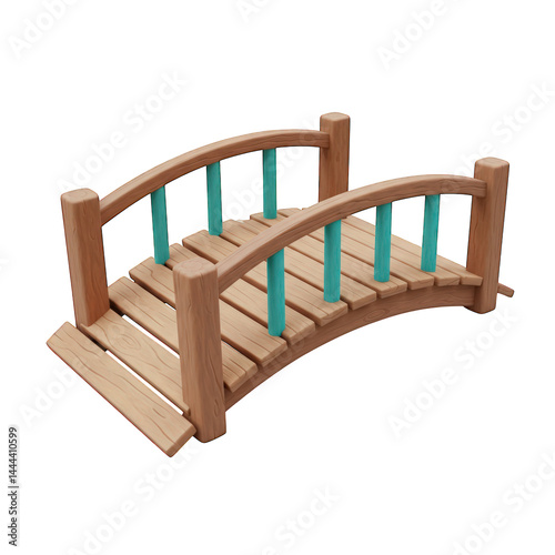 Wallpaper Mural Miniature Wooden Bridge with Teal Accents, 3d plasticine style, isolated on transparent background. Torontodigital.ca