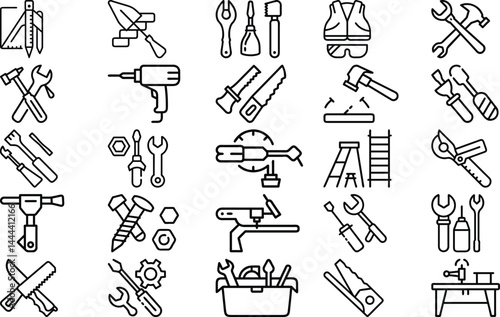 Construction Tools Vector Icon Set