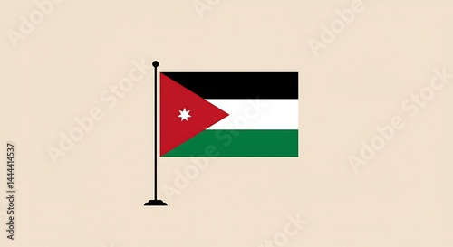 Flag on Pole with Stripes and Star Symbol