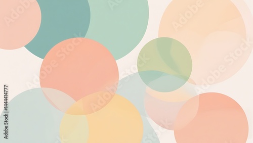Overlapping Abstract Circles Background with Soft Pastel Colors