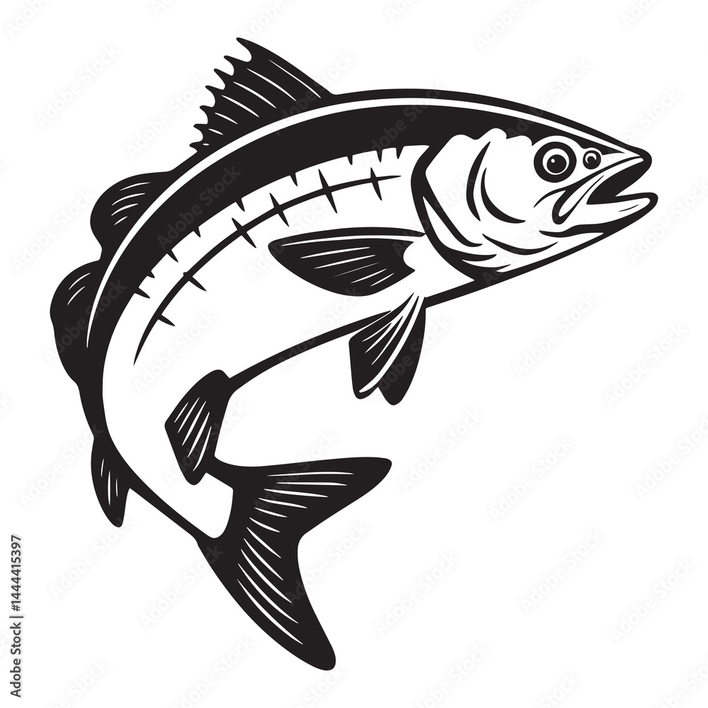 Fototapeta premium fish silhouette vector illustration isolated on a white background