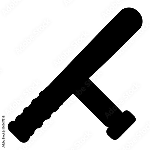 A black silhouette image of a police baton or riot control weapon