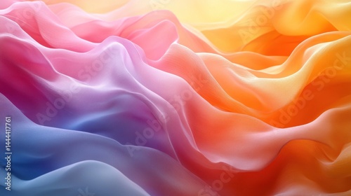 Obraz na płótnie Rainbow Silk Fabric Texture: A Dreamy Pastel Swirl w salonie