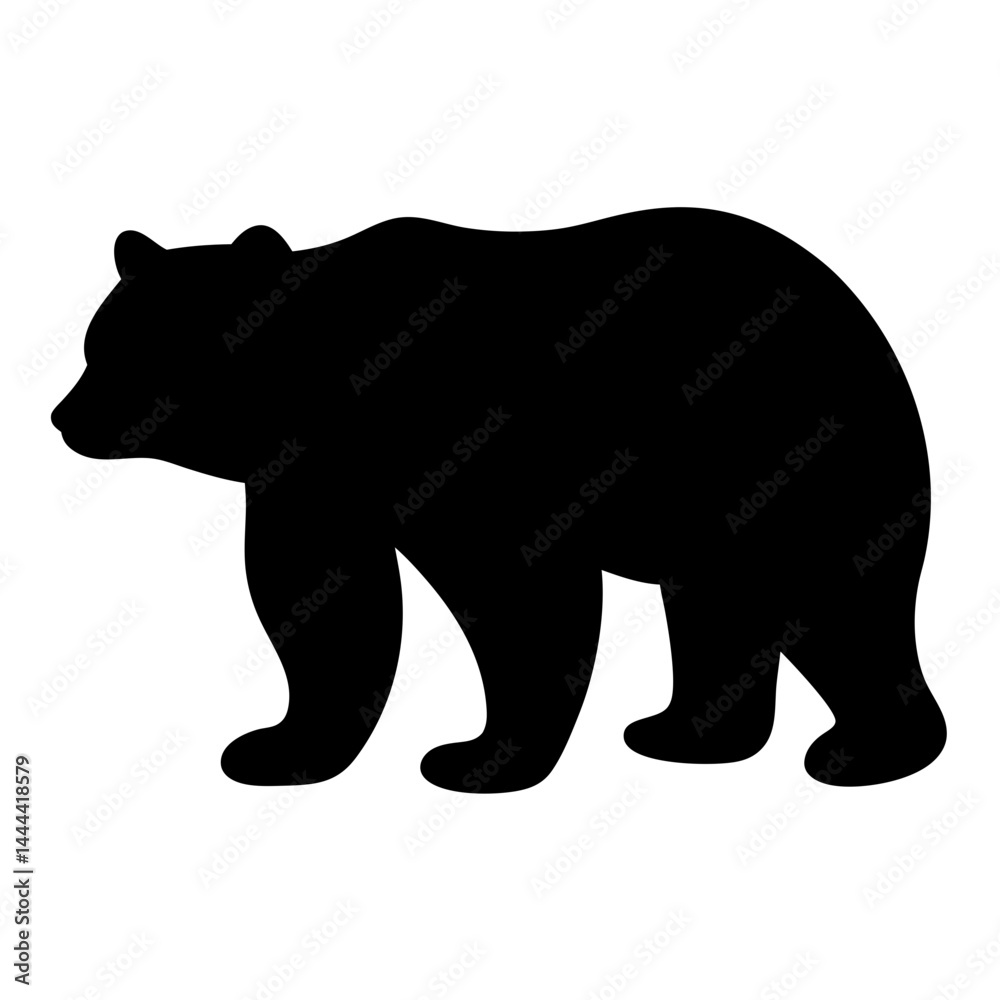 Obraz premium Black bear silhouette standing tall against a clean white background canvas