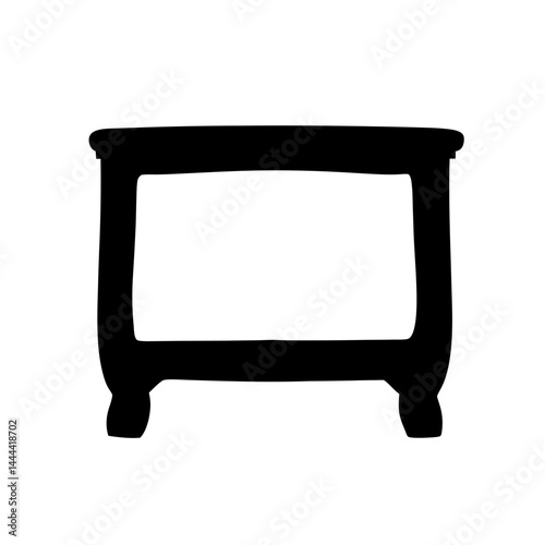 Black silhouette illustration of a simple bedside table or small desk