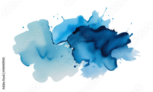 Abstract Watercolor splashes on a white background. Watercolor splash, embodying fluidity and tranquility. Paint stain isolated on white background. Watercolor splash stain texture background