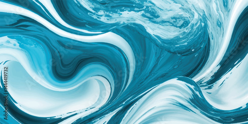 Tranquil Water Wave Background Featuring a Beautiful Watercolor Texture in Soft Shades of Blue and white .Fluid blue ocean wave layer Tsunami wave background in flat cartoon style. 