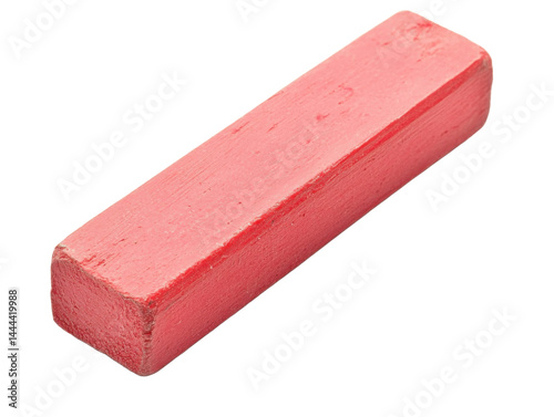 Pink rectangular eraser on light blue background isolated