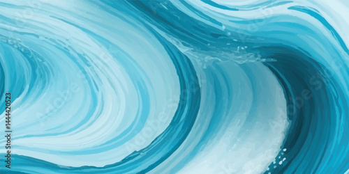 Abstract soft blue and white abstract water color ocean wave texture background. Soft Blue and White Watercolor Ocean Wave with Tropical Water Splash – Fluid Tsunami Waves in Cartoon Style"