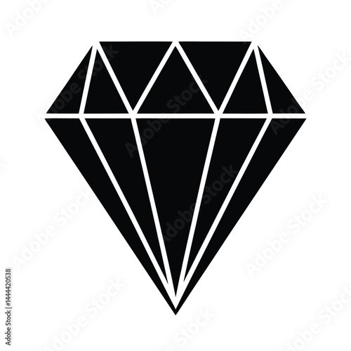 Minimalistic geometric diamond with a clean edge vector silhouette