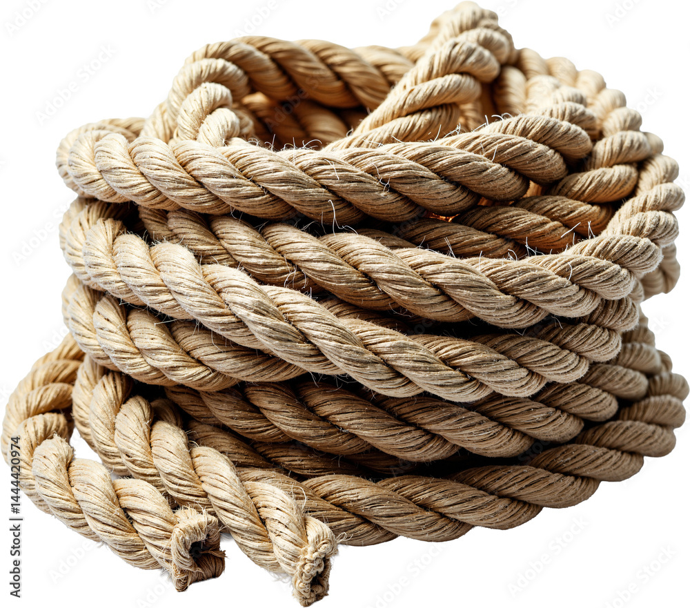 High-Resolution Ship Rope Isolated on Transparent Background for Nautical Marketing and Design Use