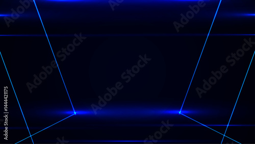Abstract Geometrical Shapes Neon Light Background. Abstract dark futuristic background purple neon light rays reflect