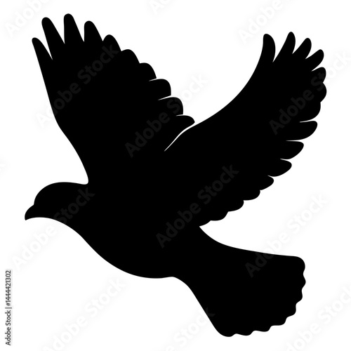 Silhouette of a dove with outstretched wings symbolizing peace and hope