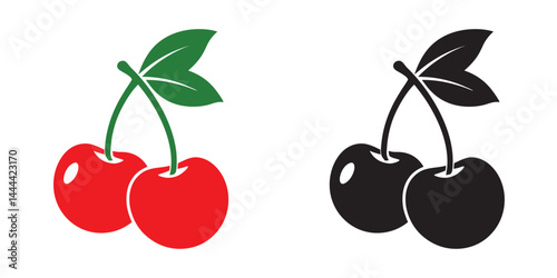 cherry logo vector icon, Cherry fruit vector illustration on white background