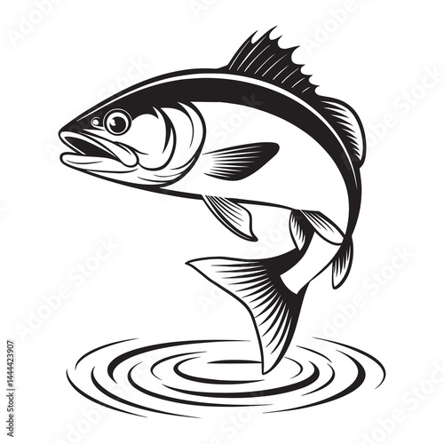 vector illustration of a tropical fish silhouette white background