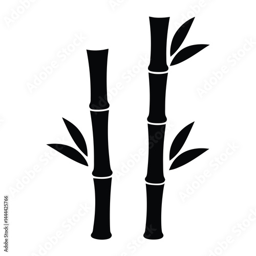 Minimalist Bamboo Stalks with Leaves Symbolizing Resilience and Tranquility in Asian Art