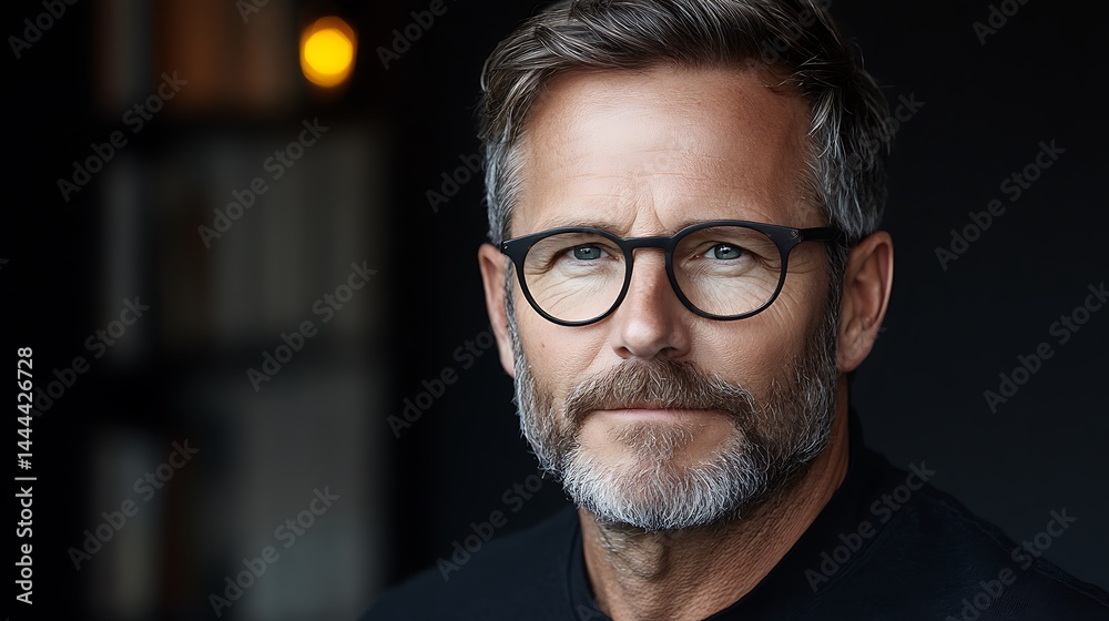 Close-up portrait of a man with glasses and salt-and-pepper beard