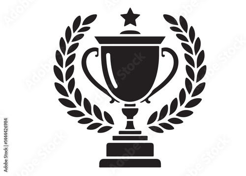 winning trophy logo silhouette vector, winning trophy logo icon silhouette vector, champion silhouette trophy cup, black gold trophy cup award vector silhouettes on a white background.