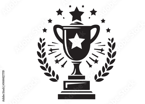 winning trophy logo silhouette vector, winning trophy logo icon silhouette vector, champion silhouette trophy cup, black gold trophy cup award vector silhouettes on a white background.