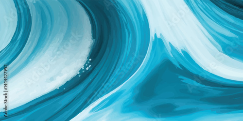 Abstract soft blue and white abstract water color ocean wave texture background. Soft Blue and White Watercolor Ocean Wave with Tropical Water Splash – Fluid Tsunami Waves in Cartoon Style"