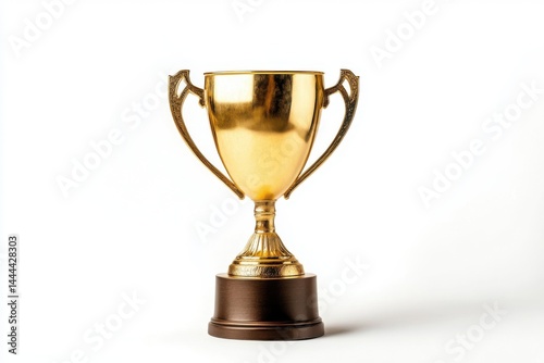 Wallpaper Mural A shiny golden trophy with handles on a dark wooden base against a white background Torontodigital.ca