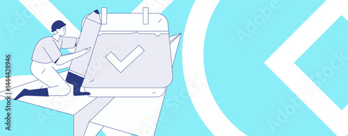 Check-in character flat vector concept operation hand-drawn illustration
