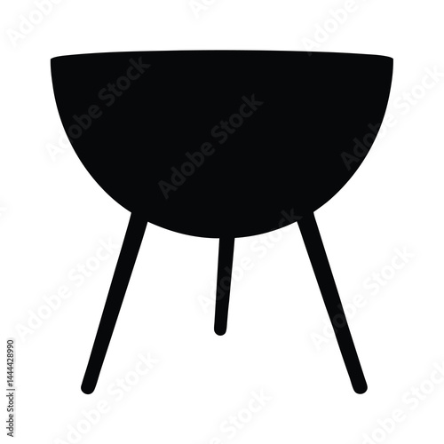Black silhouette illustration of a bowl or planter with three legs