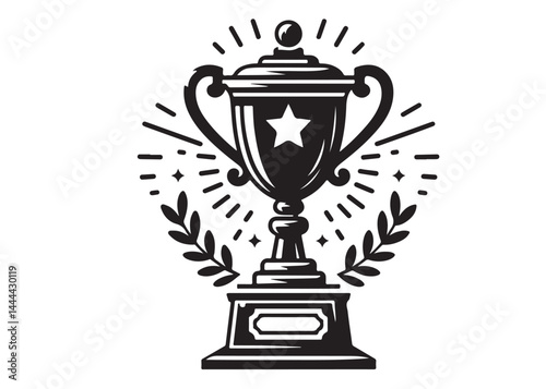 winning trophy logo silhouette vector, winning trophy logo icon silhouette vector, champion silhouette trophy cup, black gold trophy cup award vector silhouettes on a white background.