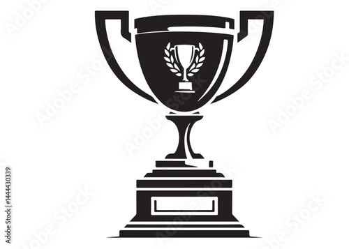 winning trophy logo silhouette vector, winning trophy logo icon silhouette vector, champion silhouette trophy cup, black gold trophy cup award vector silhouettes on a white background.