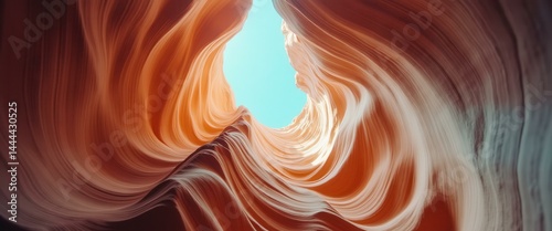 Obraz na płótnie Striking view of abstract canyon walls of sandstone rock formations with light blue sky w salonie