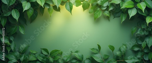Obraz na płótnie Green leaf frame background with vibrant foliage and natural light creating a peaceful, scenic border for creative designs w salonie