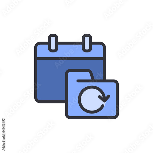 Backup schedule colored icons, minimalist vector illustration ,simple transparent graphic element .Isolated on white background